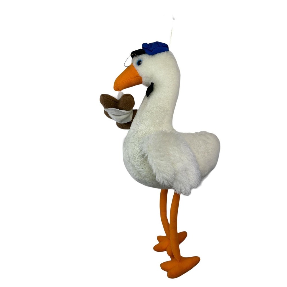 Vintage Heartline 1988 Graphics INTL Inc STORK Pluch Baby Shower Bird With Bear - Picture 3 of 8
